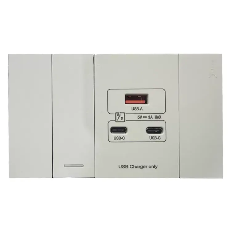 1-Gang स्विच USB-A र USB-C पोर्टहरूसँग